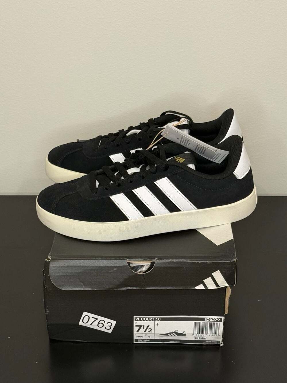 adidas VL Court 3.0 Black White Sneakers - Picture 4 of 8